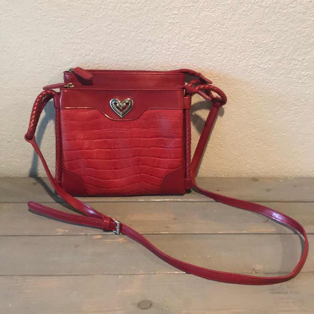 Brighton NWOT red croc leather crossbody bag